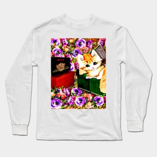 Binge Watching and Binge Book Reading Kitty Long Sleeve T-Shirt